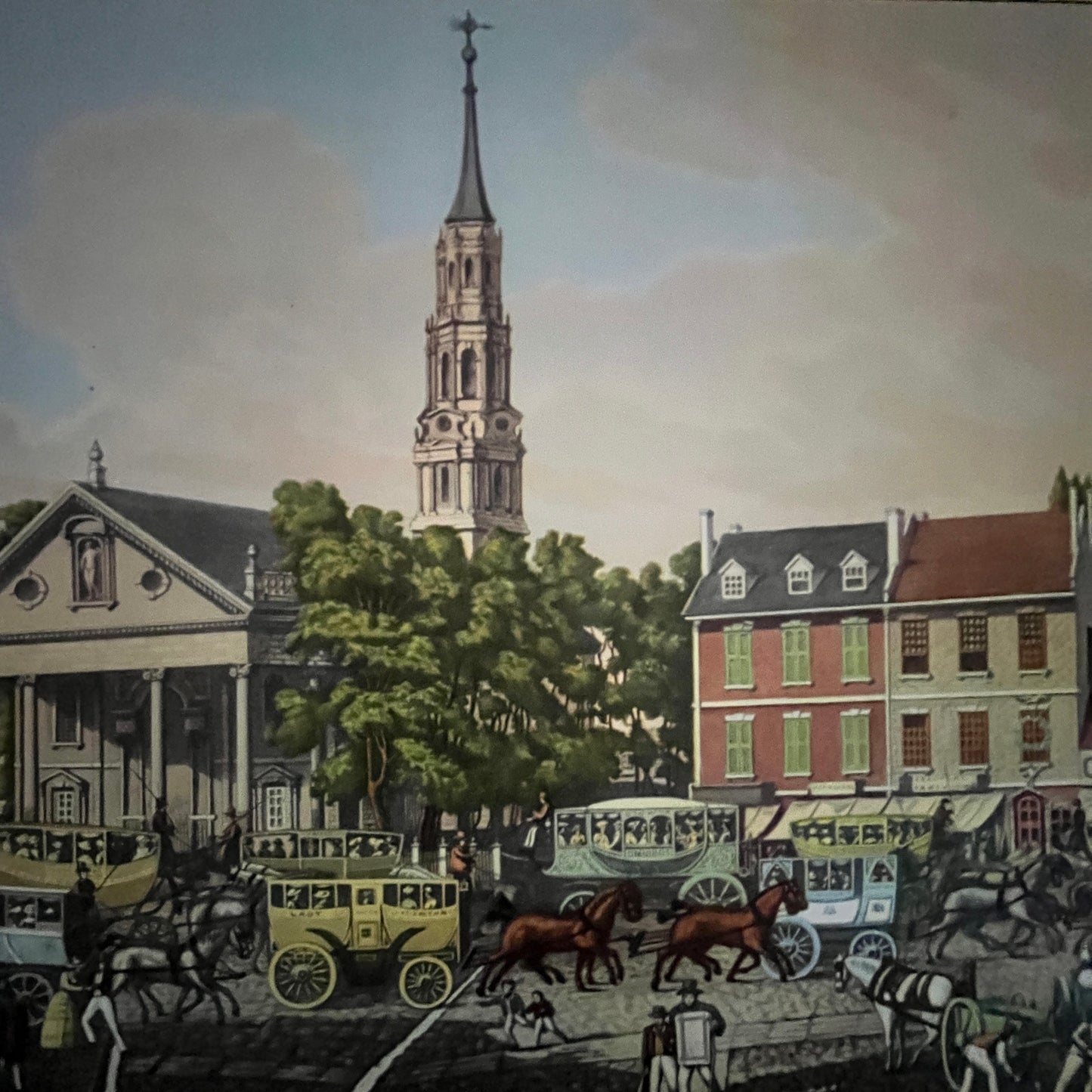 St. Paul's Church Broadway New York 1831 Lithograph 12x16" Art Print FL1