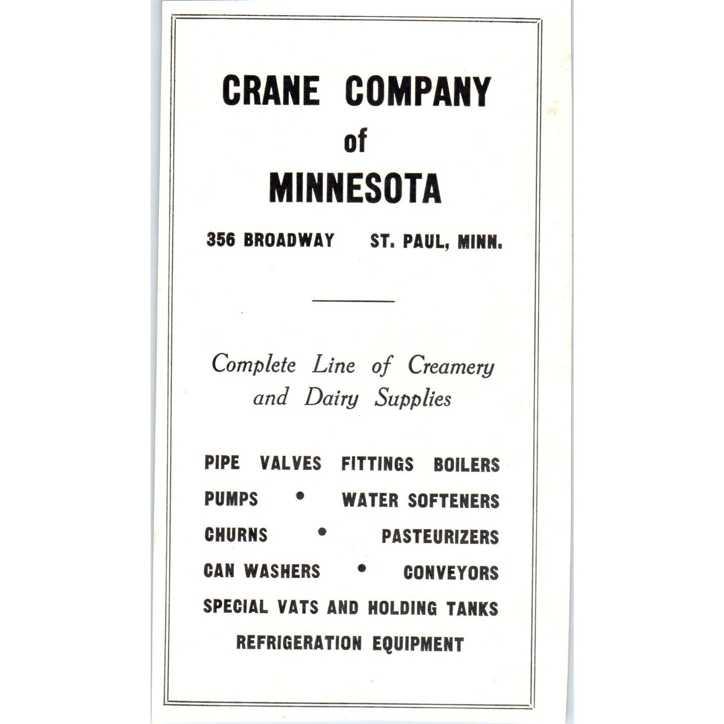 Crane Company of Minnesota St. Paul, Kraft Foods of Wisconsin 1953 Ad AE9-DC2