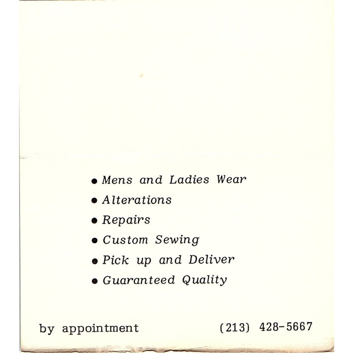 Vicki Blair Seamstress Long Beach California Vintage Business Card SB4-B11