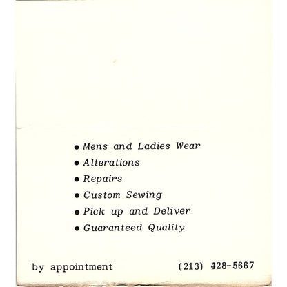 Vicki Blair Seamstress Long Beach California Vintage Business Card SB4-B11