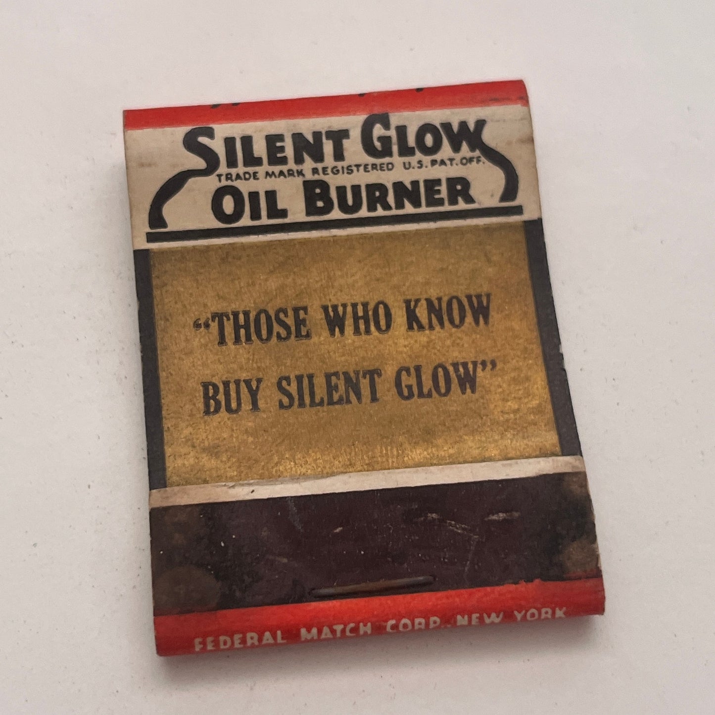 Silent Glow Oil Burner Air-Seel Vintage Matchbook Cover TB8-MB2-5