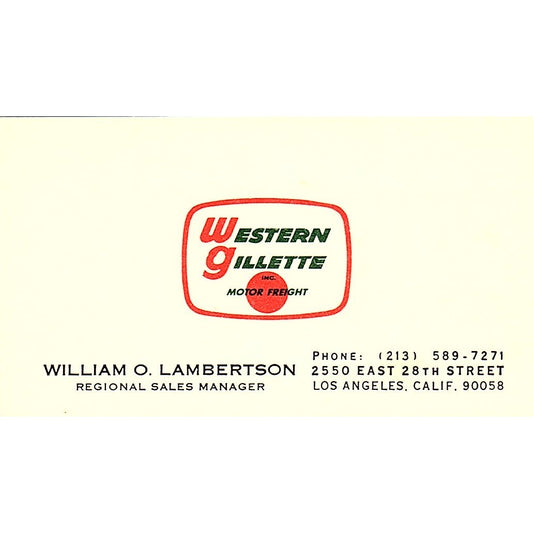 Western Gillette William Lambertson Los Angeles CA Vintage Business Card SB4-B5