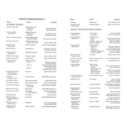 1987 Conestoga Valley High School Commencement Program Lancaster Co PA AE5