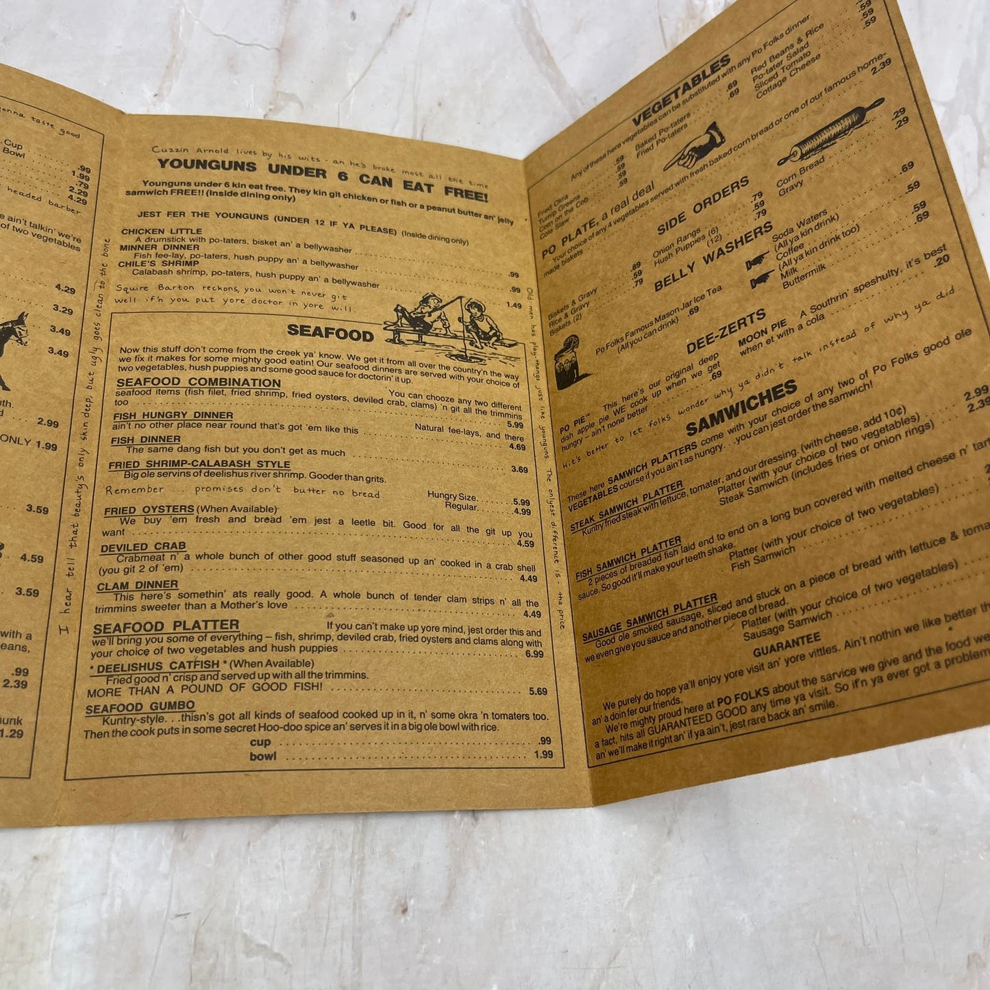1983 Po Folks Family Restaurant Menu Jackson MS TI8-S5