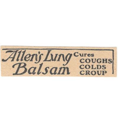 Allen's Lung Balsam Cures Coughs Colds Croup 1905 Magazine Ad AF1-NES4