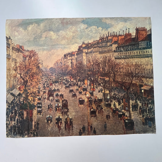 Boulevard Montmartre - Camille Pissarro 1960s Lithograph Art Print V32-2