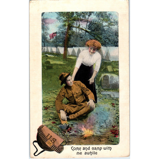 1911 Spanish American War "Come and Camp With Me a While" Original Postcard PD2