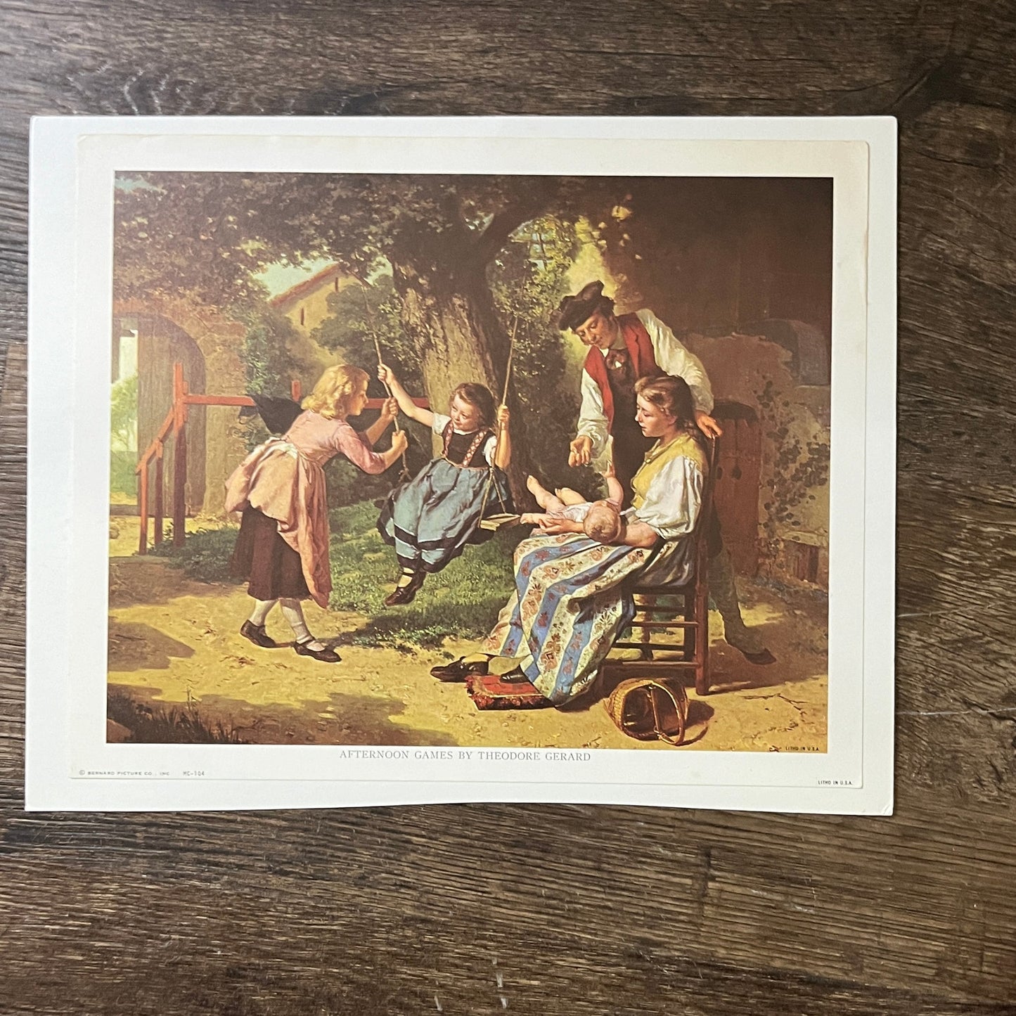 Afternoon Games by Theodore Gerard Lithograph Vintage Art Print 9x11 V5