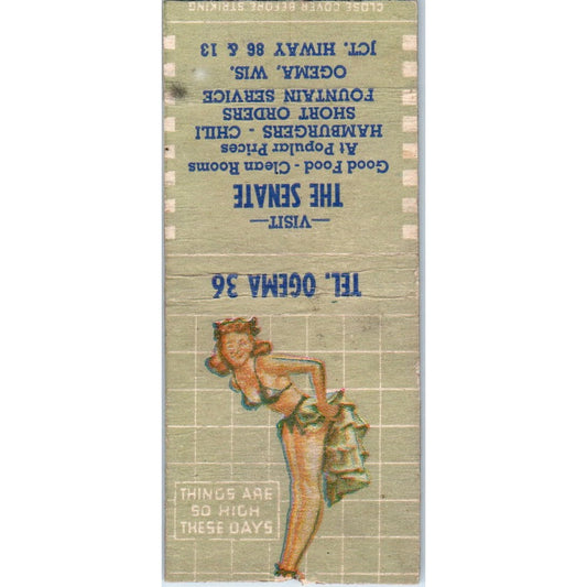 The Senate Omega Wisconsin Pinup Vintage Matchbook Cover SD4-Y14
