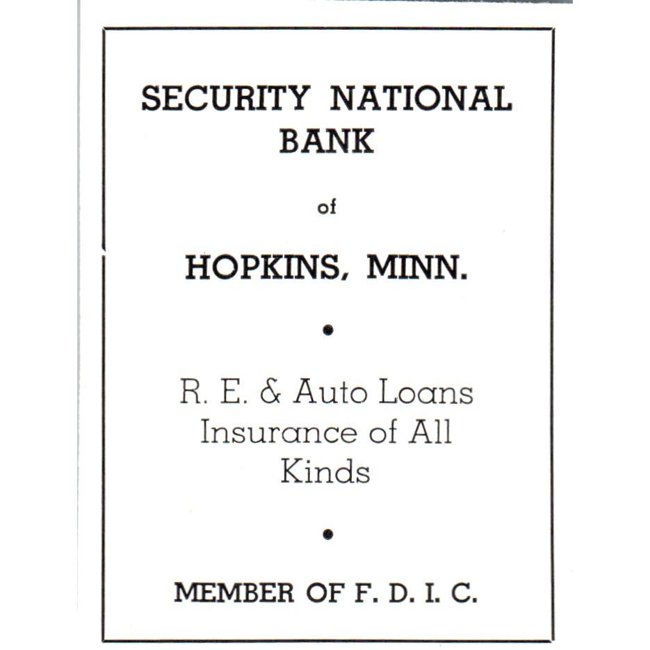 Security National Bank Hopkins MN 1940 Magazine Ad AF1-OM