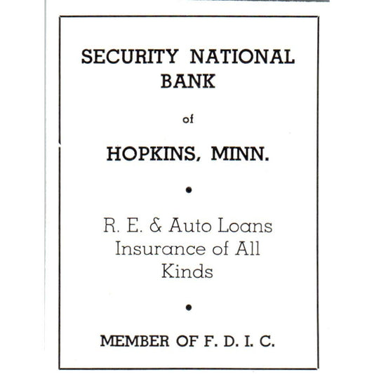 Security National Bank Hopkins MN 1940 Magazine Ad AF1-OM