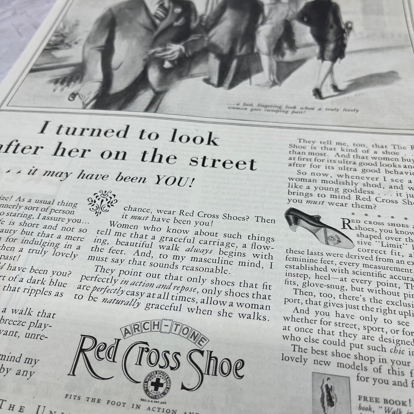 Arch-Tone Red Cross Shoe US Shoe Co Cincinnati 1928 Original Advertisement FL6-8