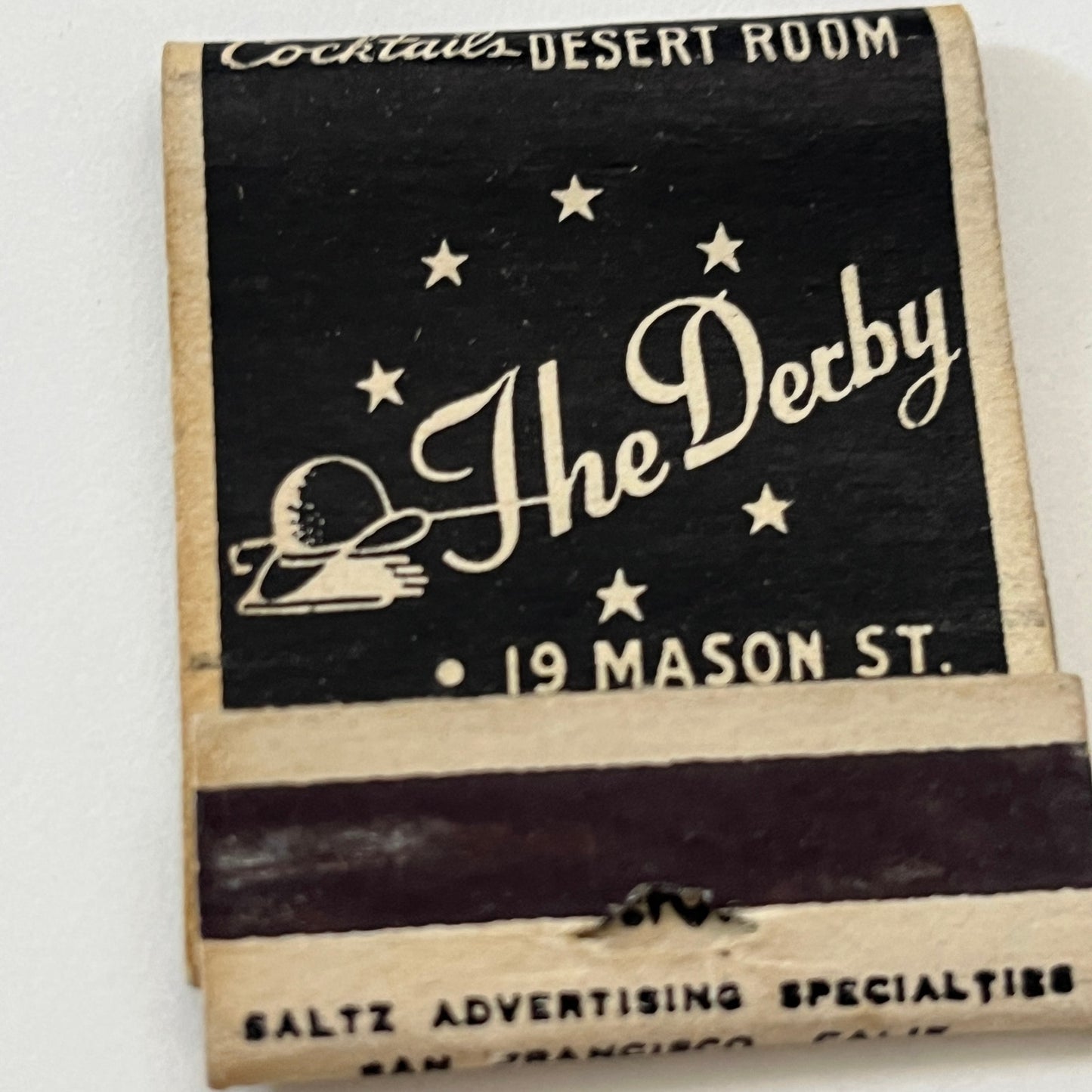 The Derby 19 Mason St. San Francisco CA Vintage Matchbook Cover TB6-MB1-6