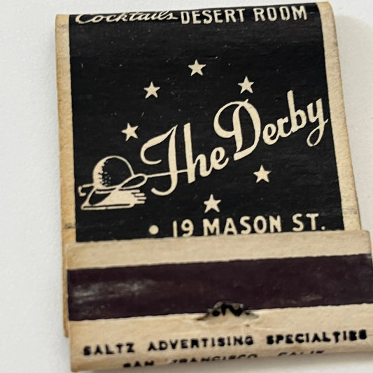 The Derby 19 Mason St. San Francisco CA Vintage Matchbook Cover TB6-MB1-6