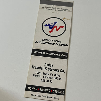 Amick Transfer & Storage Co Denver CO Vintage Matchbook Cover TB6-MB2-5