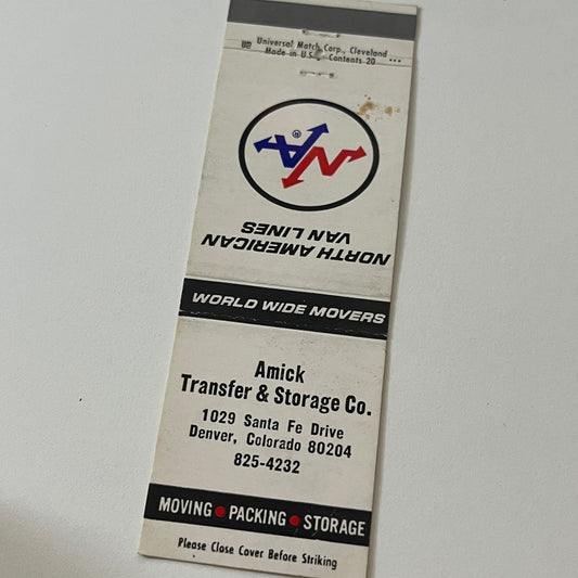 Amick Transfer & Storage Co Denver CO Vintage Matchbook Cover TB6-MB2-5