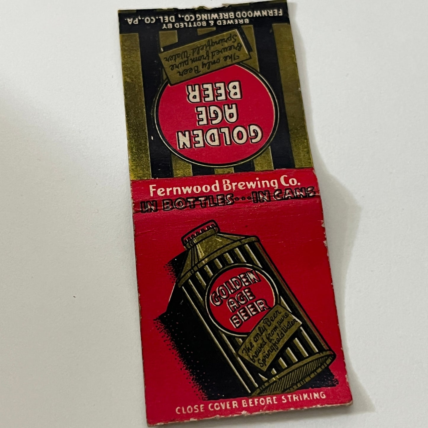 Golden Age Beer Fernwood Brewing Co Vintage Matchbook Cover TB6-MB1-12