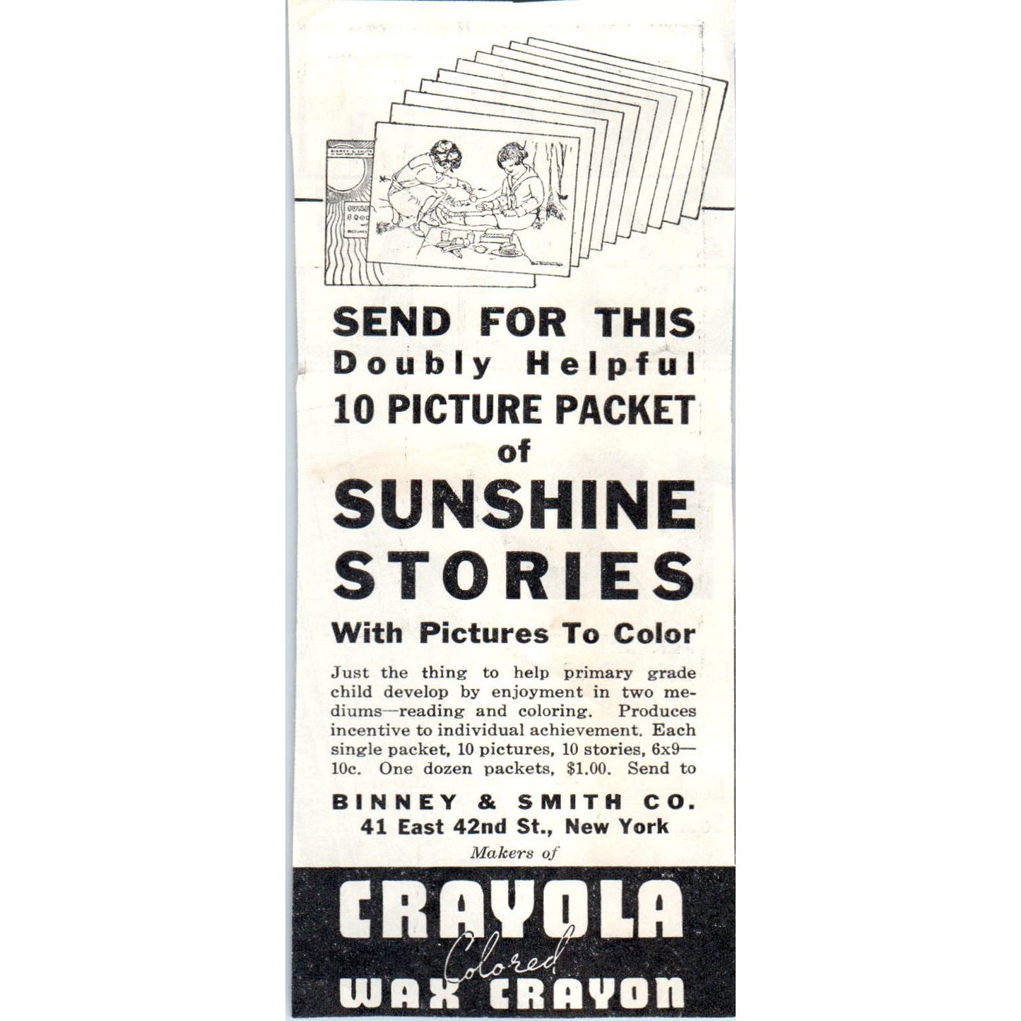 Binney & Smith Co NY Picture Packet 1930s Magazine Advertisement AE4-I1