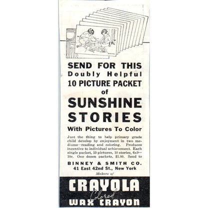 Binney & Smith Co NY Picture Packet 1930s Magazine Advertisement AE4-I1