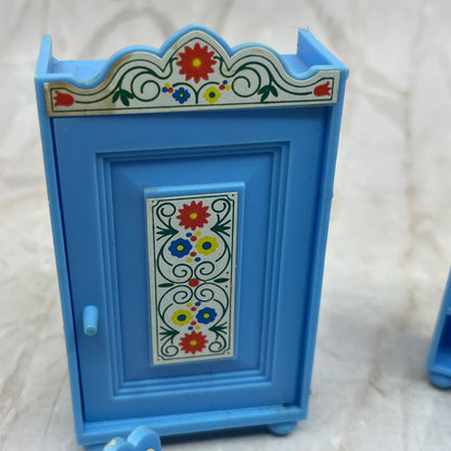 Vtg c1970 West Germany Jean Hofler Blue Dollhouse Furniture Set of 5 TE9