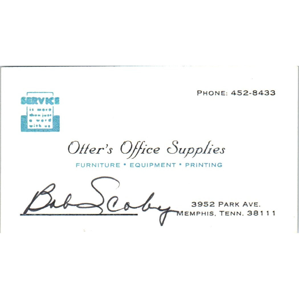 Bob Scoby Otter's Office Supplies Memphis TN Vintage Business Card SE3-B4