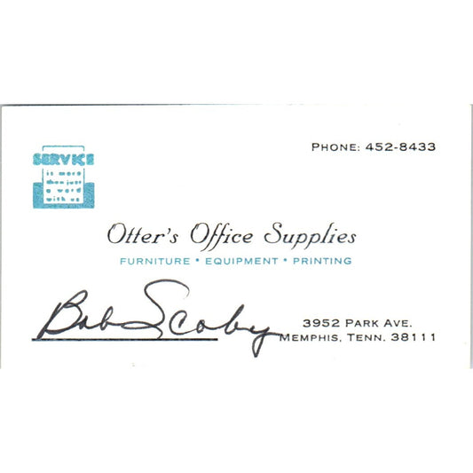 Bob Scoby Otter's Office Supplies Memphis TN Vintage Business Card SE3-B4