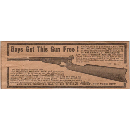 Cheerful Moments Free Rifle Promotion New York 1906 Original Ad AB6-CL1