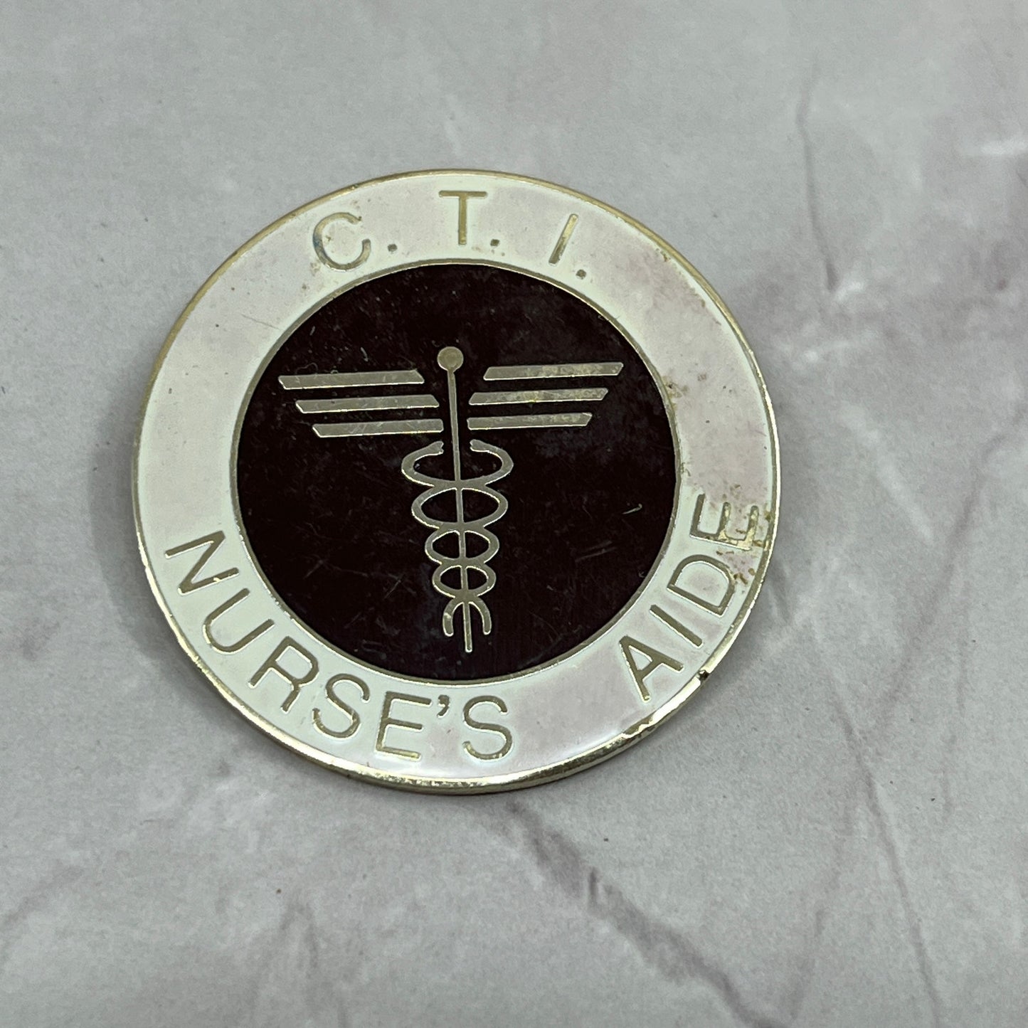 Vintage CTI Nurses Aid Enamel Pin Pinback Button SC1