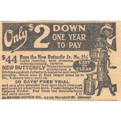 Albaugh-Dover Co Chicago Butterfly Cream Separator 1923 Magazine Ad Clip AE1-7