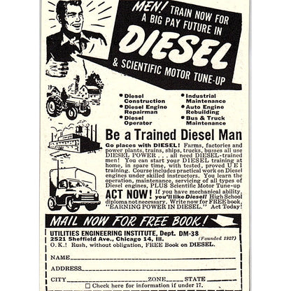 Utilities Engineering Institute Futures in Diesel Chicago 1955 Ad AF9-M2