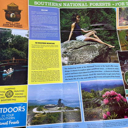 1970 Outdoors in Southern National Forests Fold Out Travel Map & Brochure TG8-Z