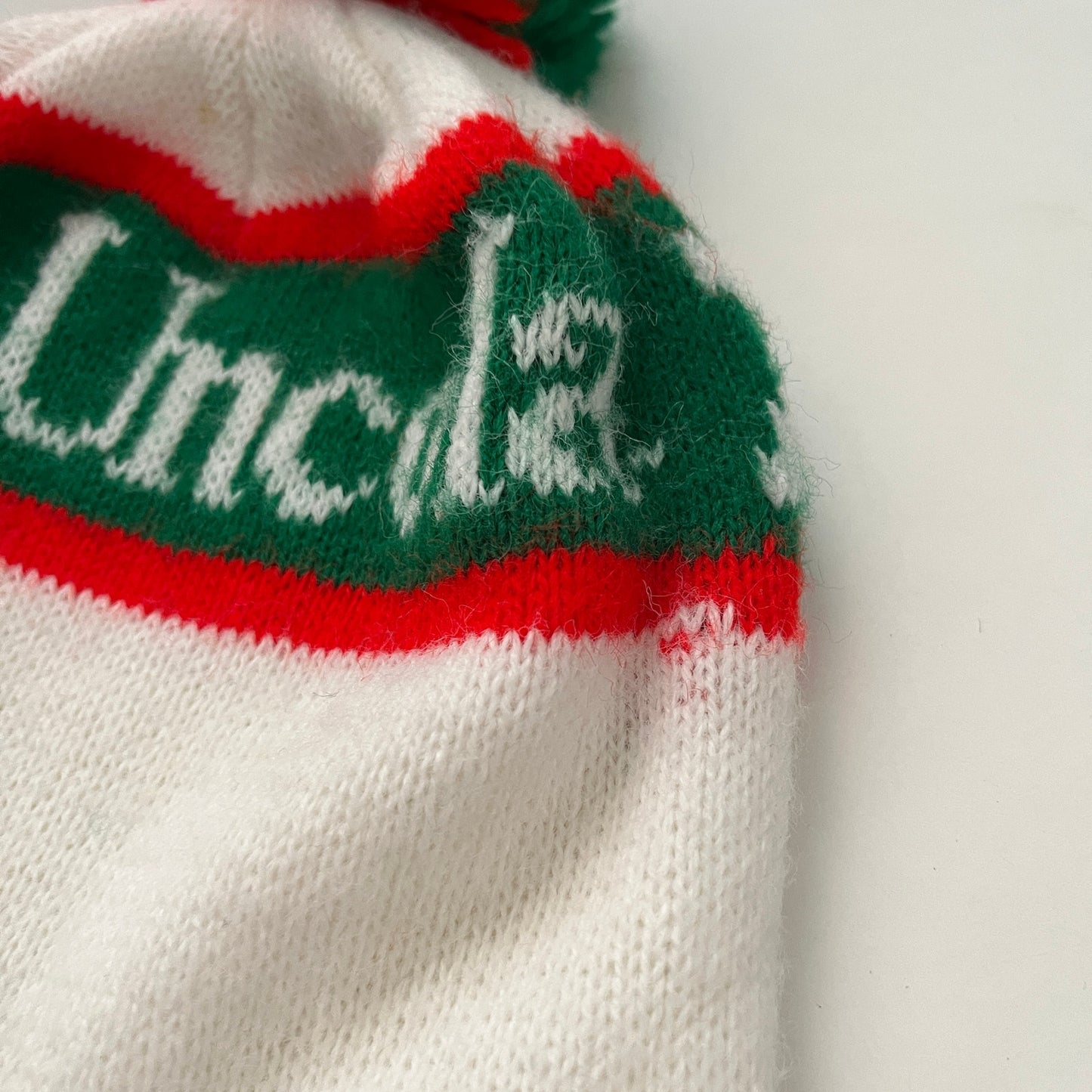 Vintage 1970s Knit 7-UP The Uncola Stocking Cap Beanie Hat With Pompom TF9
