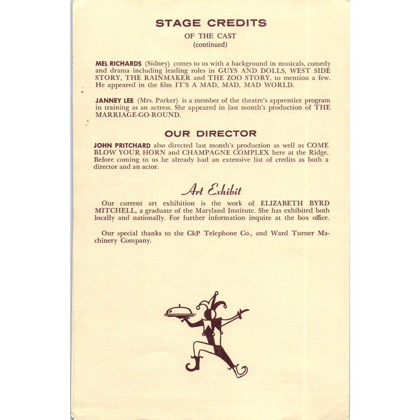 1967 Oregon Ridge Dinner Theatre Program - Catch Me if You Can Baltimore TH9-SX2