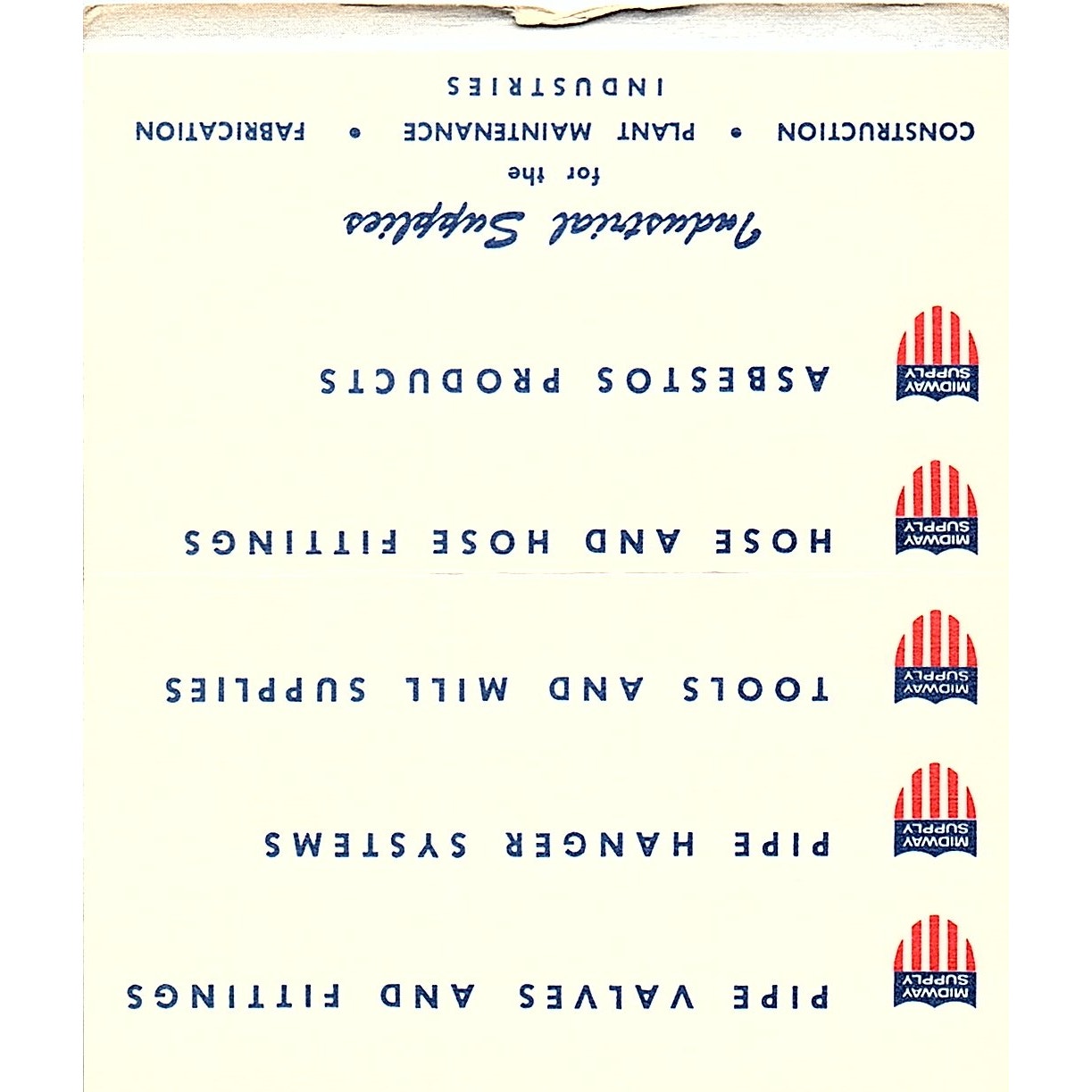 Midway Supply Inc John Muenich Houston Texas Vintage Business Card SB4-B11