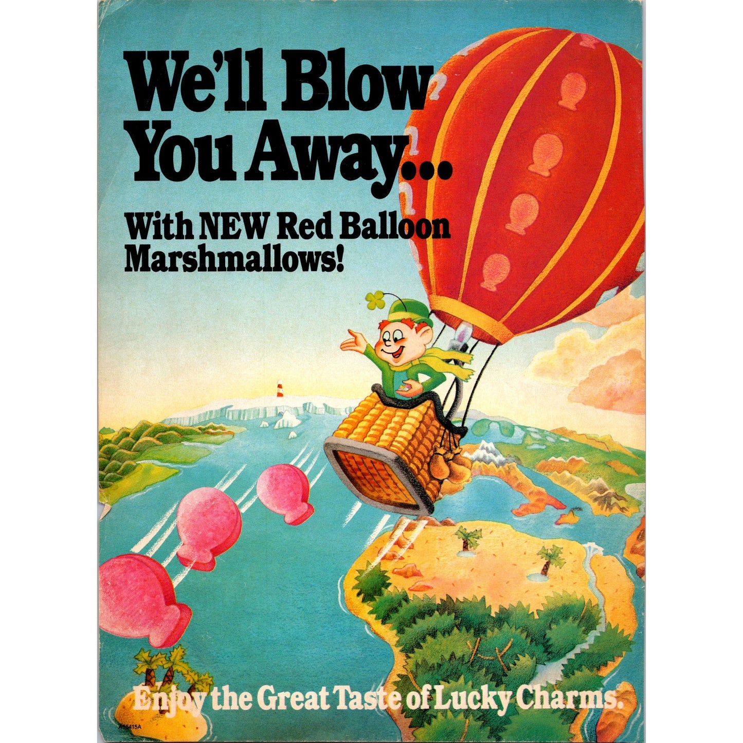 Lucky Charms New Red Balloon Marshmallows General Mills 1989 Ad B23