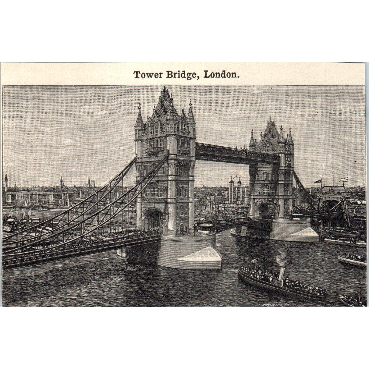 Tower Bridge London England 1901 Engraving AF2-A6