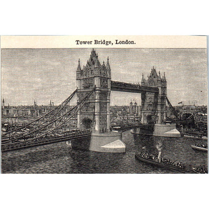 Tower Bridge London England 1901 Engraving AF2-A6