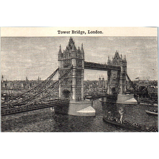 Tower Bridge London England 1901 Engraving AF2-A6