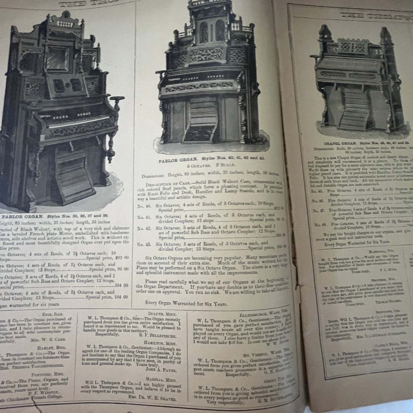 c1890 Will L. Thompson & Co Music Catalog Music Depot East Liverpool OH V33-4