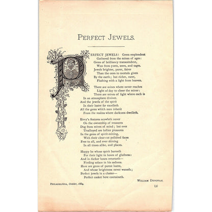 Perfect Jewels - William Denovan 1884 Poem TA5-CJ-3