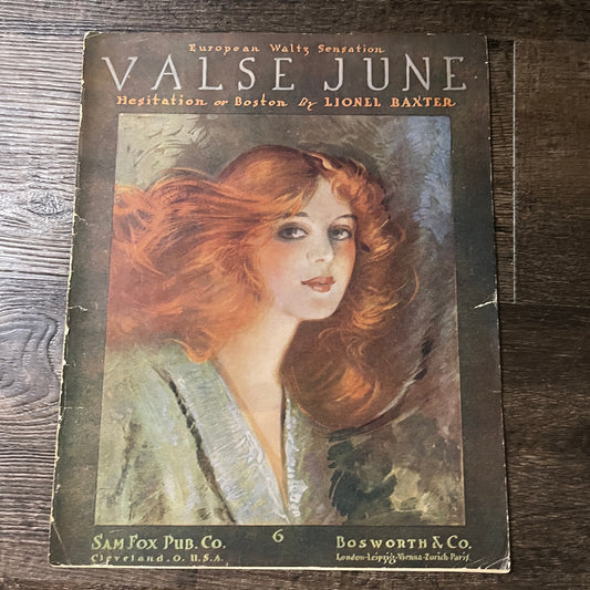 Valse June Waltz Hesitation or Boston Lionel Baxter 1914 Sheet Music V13