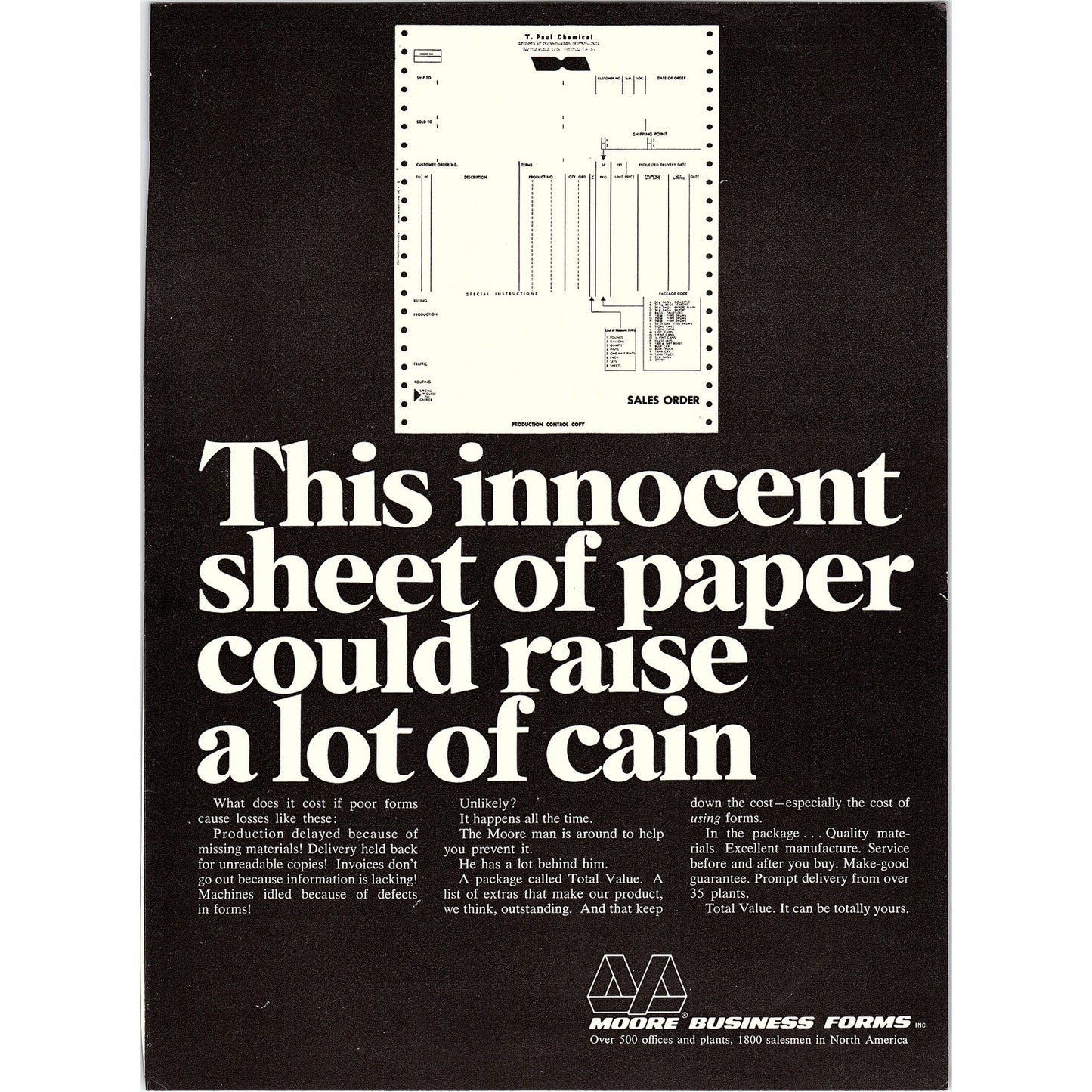 Moore Business Forms - 1800 Salesmen in North America 1967 Ad AG1-16