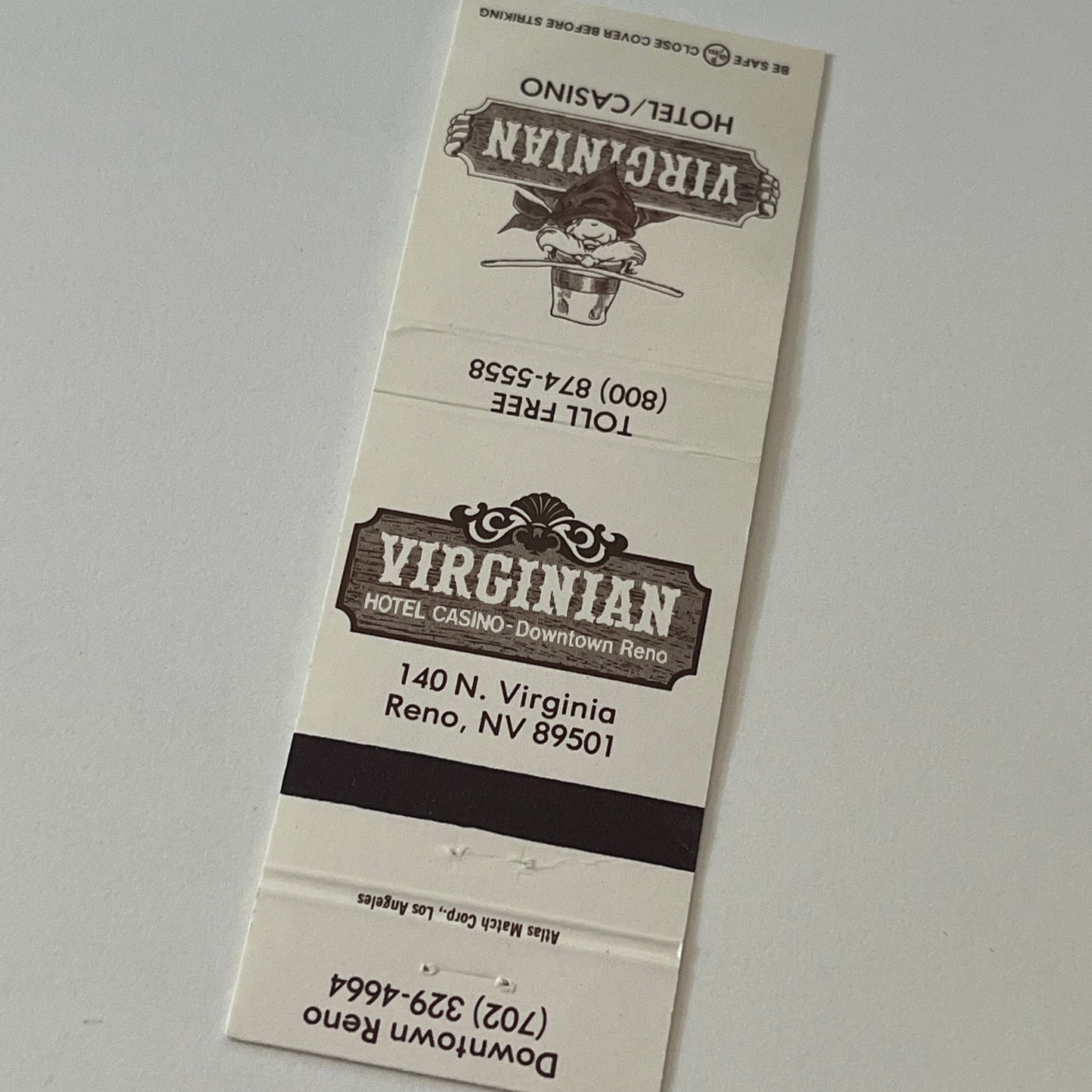 Virginian Hotel Casino Reno NV Vintage Matchbook Cover TB6-MB2-6