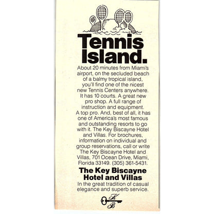 Tennis Island - Key Biscayne Hotel and Villas 1977 Ad AF3-Q2