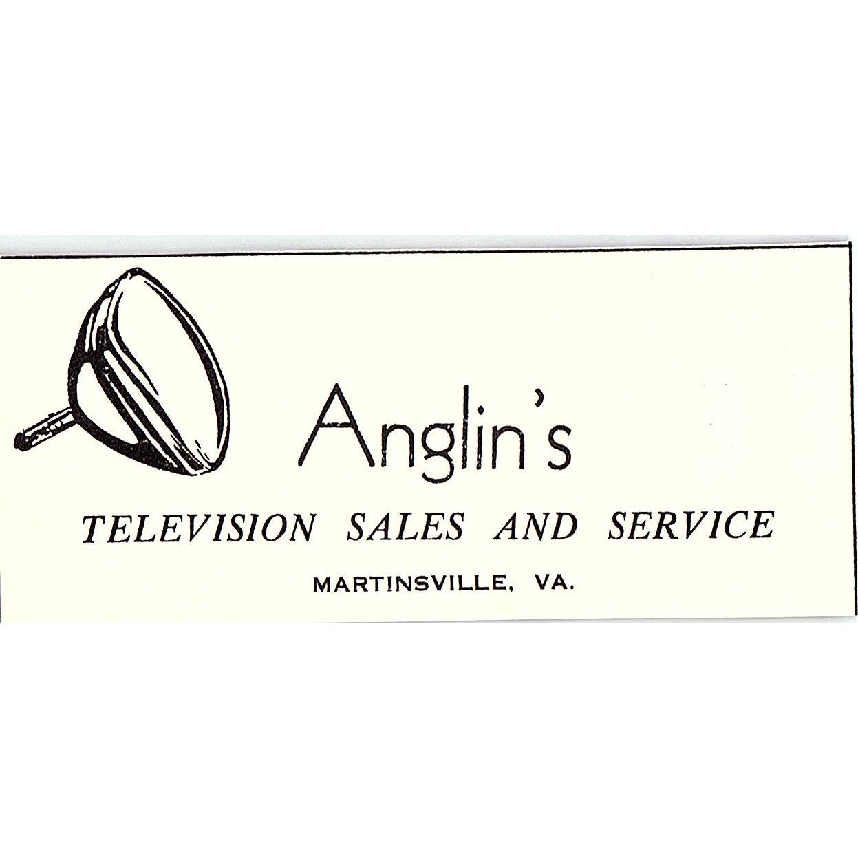 Anglin's Television Sales and Service Martinsville VA 1960s Ad AG2-M3