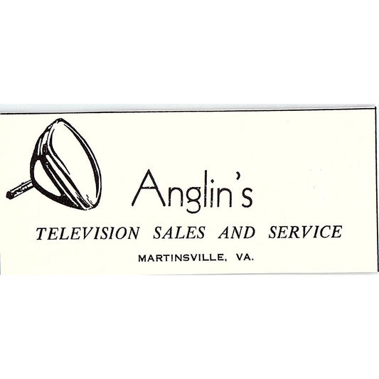Anglin's Television Sales and Service Martinsville VA 1960s Ad AG2-M3