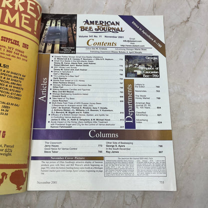 2001 Nov American Bee Journal Magazine Bees Beekeeping Honey M7