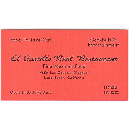 La Casa De Linares Mexican Restaurant Long Beach Vintage Business Card SD9-B10