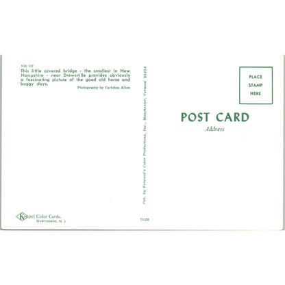 Drewsville New Hampshire Covered Bridge Postcard PB12