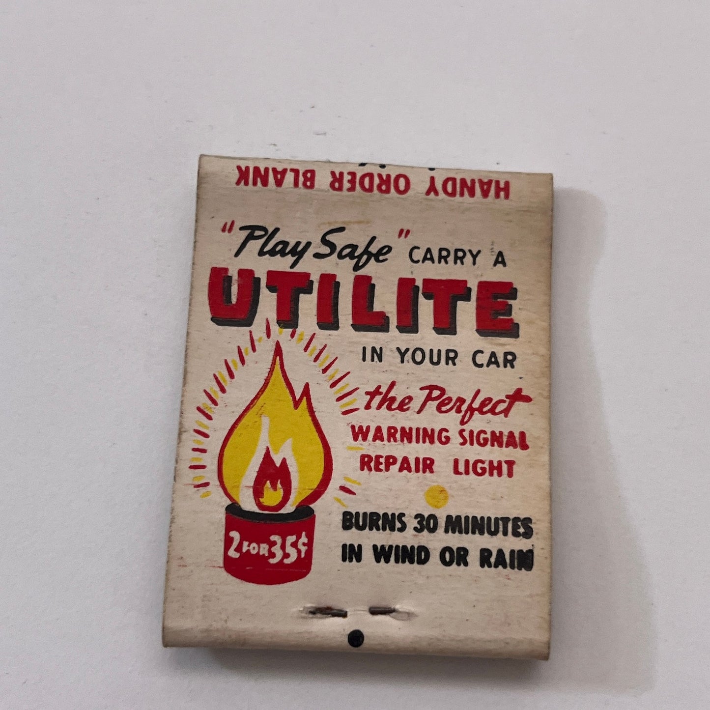 Utilite Warning Signal Light For Your Car Vintage Matchbook Cover TB8-MB-9